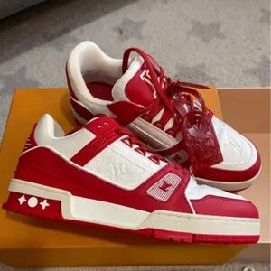 LV Trainer leather low trainers